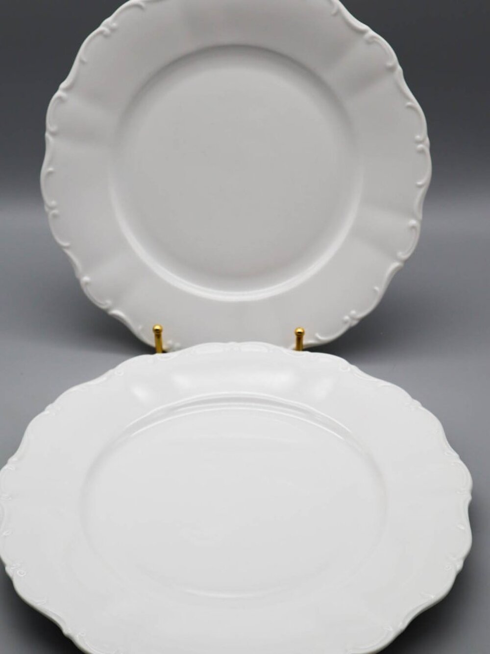 Set of 2 Seltmann Weiden Theresia White Dinner Plates 10 1/2" Bavaria W. Germany